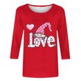 thumbnail image 4 of Moxiu Valentines Day Blouses for Women 3/4 Sleeve Tee Shirt Crewneck Tunics Trendy Cute Love Heart Graphic Tops 2025 Red,M, 4 of 5