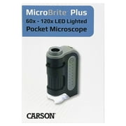 Carson MicroBrite Plus 60x-120x LED Lighted Pocket Microscope, Portable Handheld Microscope for Adults, Mini Microscope for Student Science Lab, STEM Educational Portable Microscope (MM-300)