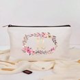 thumbnail image 1 of Lindbes Letter A-Z Flower Print Makeup Bag  Gift For Girls  Cute Retro Simple Fashion Letter Pattern Printed Bag Storage Bag Cosmetic Pouch For Small Items Storage Storage Bag  Makeup Sto, 1 of 7