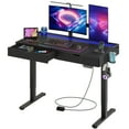 thumbnail image 3 of Bestier Gaming Electric Standing Desk with Double Drawers & LED Light, 47 x 24 inch Adjustable Height Home Office Computer Desk, Carbon Fiber, 3 of 10