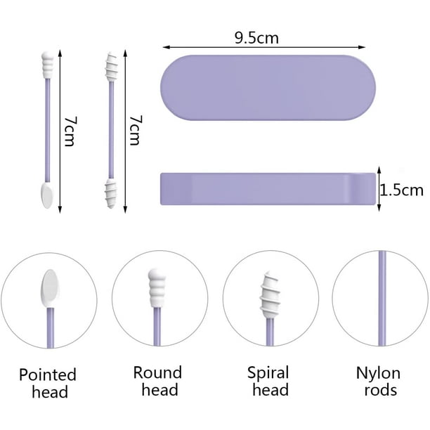 Coton Tige Réutilisable pour les oreilles, 4 Pièces Coton Tige Reutilisable  lavable+Boite de Rangement Hygiénique, Utilisable pour le Maquillage