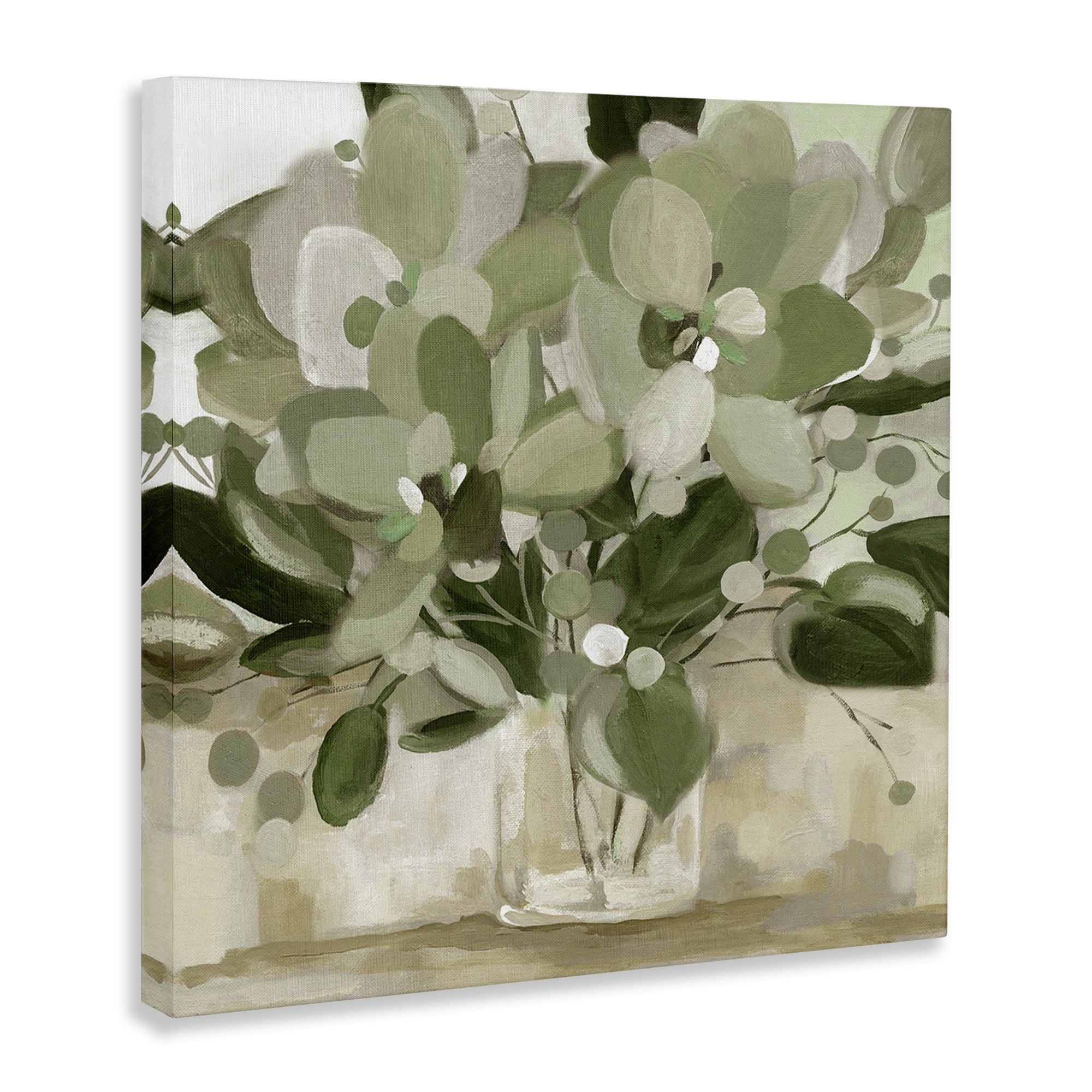 Stupell Industries Green Toned Bouquet Abstract Painting Wrapped Canvas Canvas Art Print Wall Art, 30 x 30