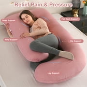 SHANNA Pregnancy Pillows Oversized U Shape Full Body Maternity Pillow w/Removable Cover, Pink