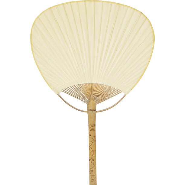 Luna Bazaar HandHeld Paper Paddle Fan (14.5Inch, Ivory) For