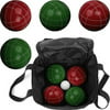 Bocce Ball Set- Regulation Outdoor Family Bocce Game for Backyard, Lawn, Beach and More- Red and Green Balls, Pallino, and Carrying Case by Hey! Play!