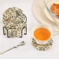 thumbnail image 3 of Yayeee 6 PCS Drink Coasters with Holder Set Woven Absorbent Round Tabletop Hot Pad, Green Birds, 3 of 7