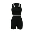 thumbnail image 6 of Bzhegqhd Women's Fashion Two-piece Solid Color U-Neck Tank Top and Short Sports Casual Suit, 6 of 8