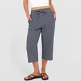 thumbnail image 6 of HKYNLAG Womens Capri Pants Cotton Linen Drawstring Elastic Waisted Casual Cropped Trousers with Pockets Gray 2XL, 6 of 6