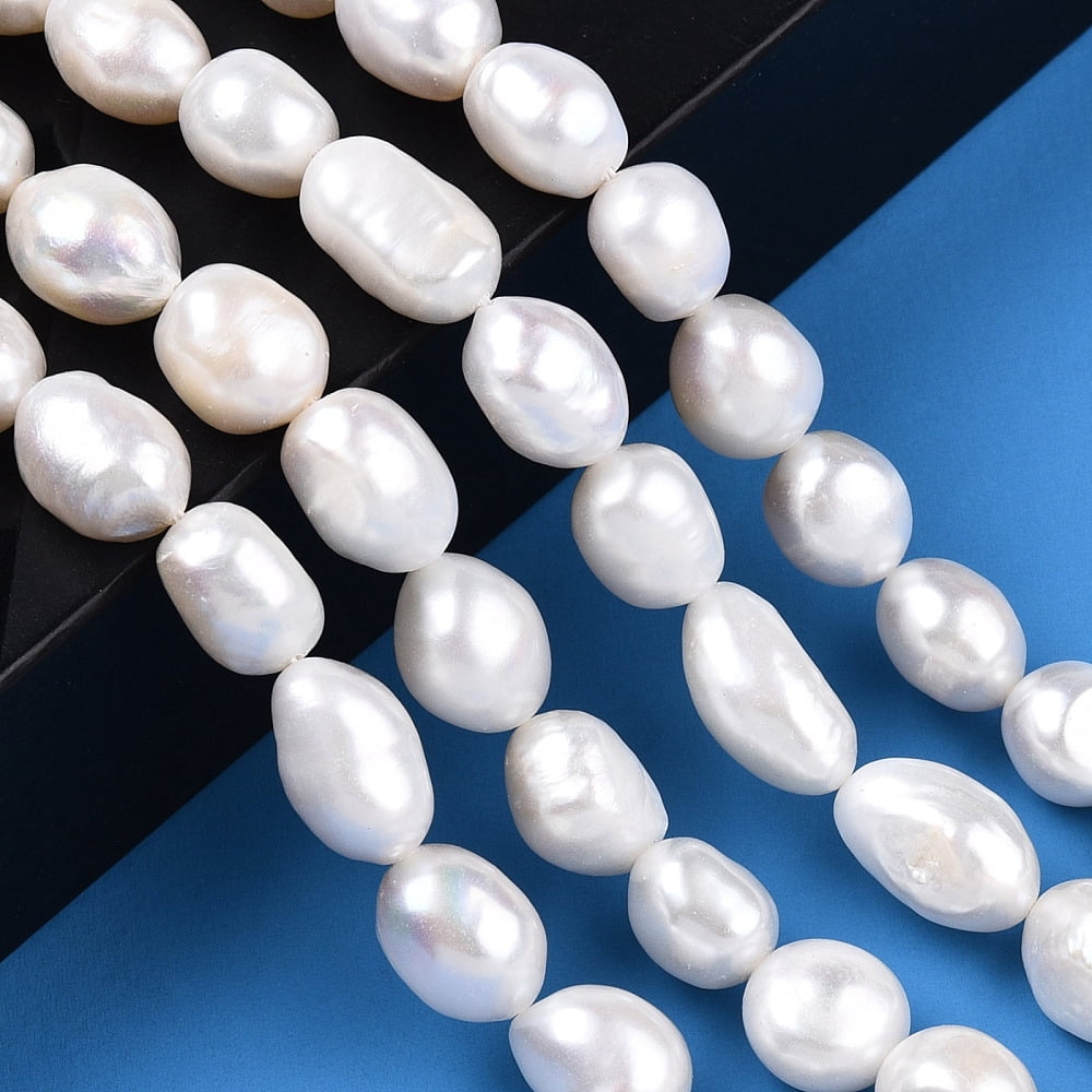Natural Cultured Freshwater Pearl Beads Strands Baroque Pearls Keshi Pearl Beads Two Sides Polished Seashell Color 8.5~15x7~9.5x7~9mm Hole: 0.6mm about 33~37pcs/strand 14.17~14.57 inch(36~37cm)