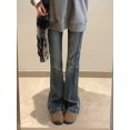 thumbnail image 1 of Pantalones vaqueros acampanados para mujer, tallas S-5XL, estilo japonés, cintura alta, moda, sencillos, combinables, para ocio, elegantes, cómodos, para estudiantes, ajustados., 1 of 6