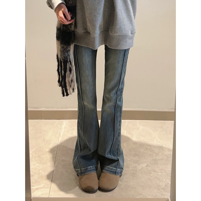 Pantalones vaqueros acampanados para mujer, tallas S-5XL, estilo japonés, cintura alta, moda, sencillos, combinables, para ocio, elegantes, cómodos, para estudiantes, ajustados.