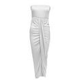 thumbnail image 5 of cllios Women's Summer Solid Strapless Long Dress Beach Split Dress Party Club Dresses for women, 5 of 5