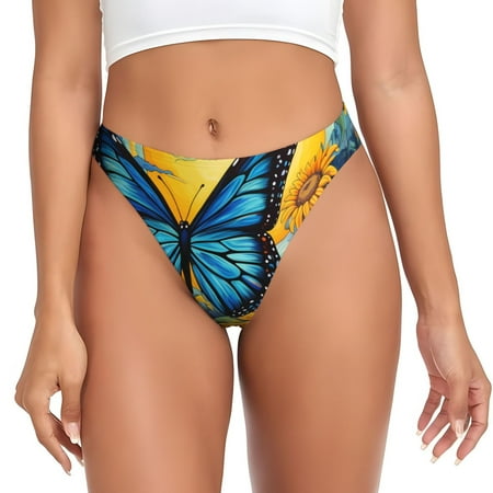 Sigee Colorful Cloud Butterfly Sunflower for Women s G-String Panty  Low Rise  Soft Lace Perfect for Everyday Wear or Special Occasions-Large