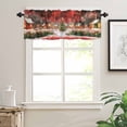 thumbnail image 7 of Christmas Kitchen Curtains and Valances Set, Red View Christmas Tree Hut Light Golden Snowflakes Rod Pocket Window Valance Window Curtain Panels for Living Room Bedroom Laundry, 27.5x36in, 3 Pieces, 7 of 7
