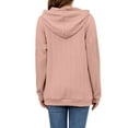 thumbnail image 5 of Hibeli Women Textured Drawstring Raglan Sleeve Kangaroo Pockets Solid Color Hoodie, 5 of 7