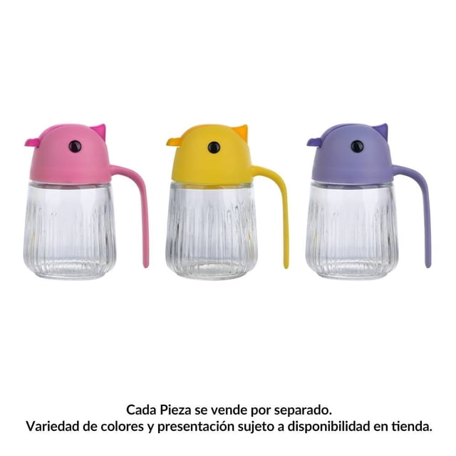 Dispensador Prichos de Vidrio 12.4x8.6x14 cm 330ml con Tapa de Cabeza de Pollo Varios Modelos 1 Pieza Multicolor
