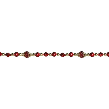 Metal Beaded Garland - Northlight 8' Shiny and Matte Red/Gold Beaded Artificial Christmas Garland