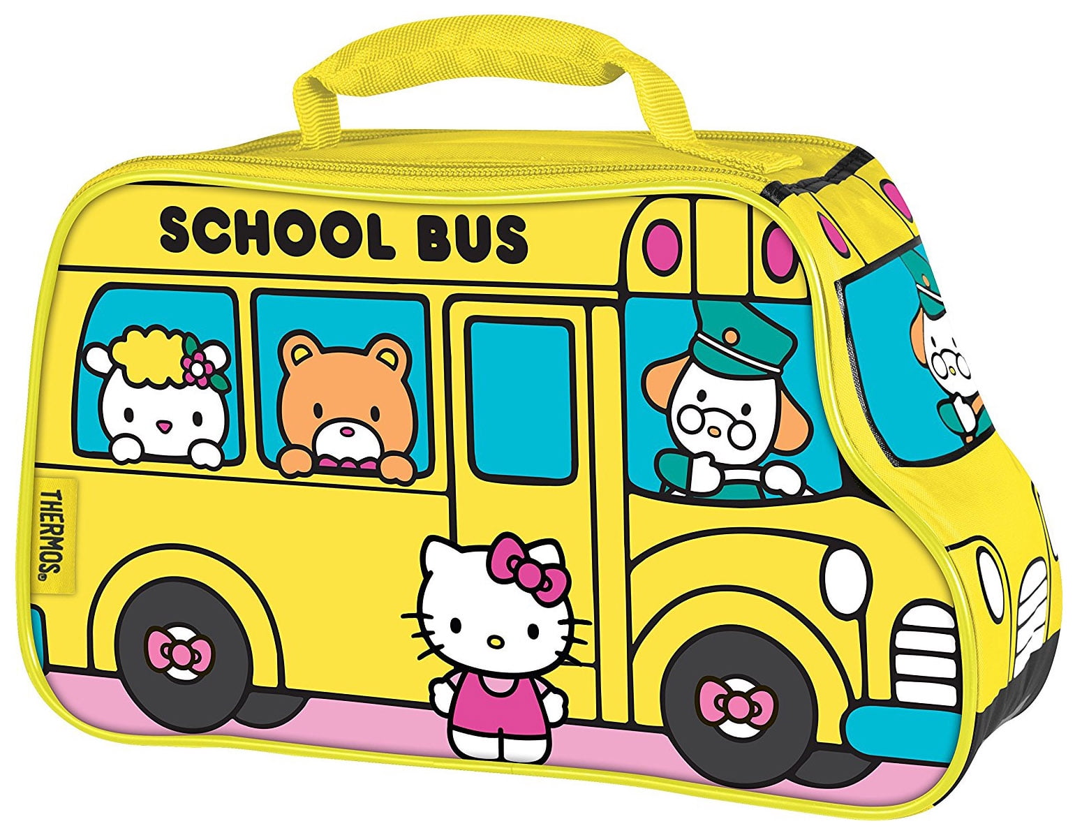 Скидки на автобус детям. Хелло Китти в школе. Школа Хэллоу Китти. Hello Kitty Bus. Детская сумка автобус.