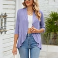 thumbnail image 5 of Baberdicy Cardigan Sweater Ladies Fashion Casual Solid Color Three Quarter Sleeve Sleeve Cardigan Short Small Coat Women's Cardigans Purple, 5 of 9