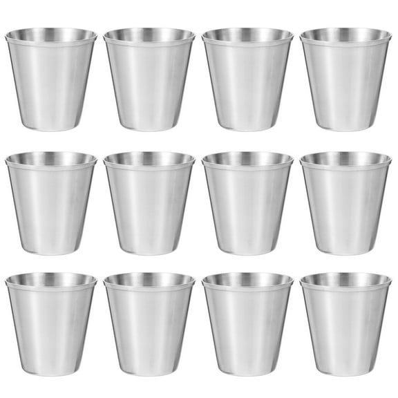 Arborister 12pcs Stainless Steel Shot Cups Glass Drinking Vessels Cups Glass Cups Sauce Condiment Cups Dip Bowls Drinking Tumbler Unbreakable Metal Shooters Drinking Glasses ( 30ml )
