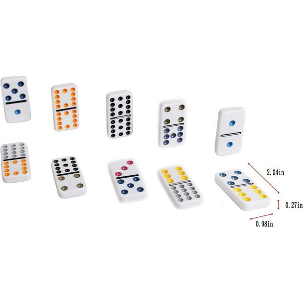 Classic Game, Bright Color-Dot Dominoes Set In Durable Tin Box