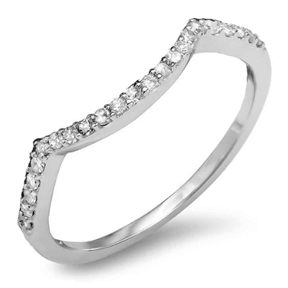 Dazzlingrock Collection 0.15 Carat (ctw) 14K Round Diamond Ladies Wedding Stackable Contour Guard Ring, White Gold, Size 5.5