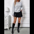 thumbnail image 4 of Suéteres de Cuello Redondo con Apliques Florales 3D para Mujer, Jerseys de Larga con Hombros Caídos, Blusas de Punto Elegantes Gris M, 4 of 10