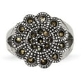 thumbnail image 4 of Chisel Stainless Steel Textured Flower Marcasite Ring, 4 of 7