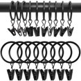 thumbnail image 1 of Anillos de cortina con clips WeeksEight, paquete de 100, negros, 1 of 8