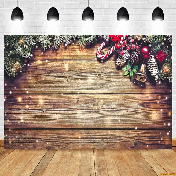 Christmas Glitter Wood Board Backdrop Rustic Wood Wall Xmas Tree Snowman Snowflake Bells Family Party Photography Background