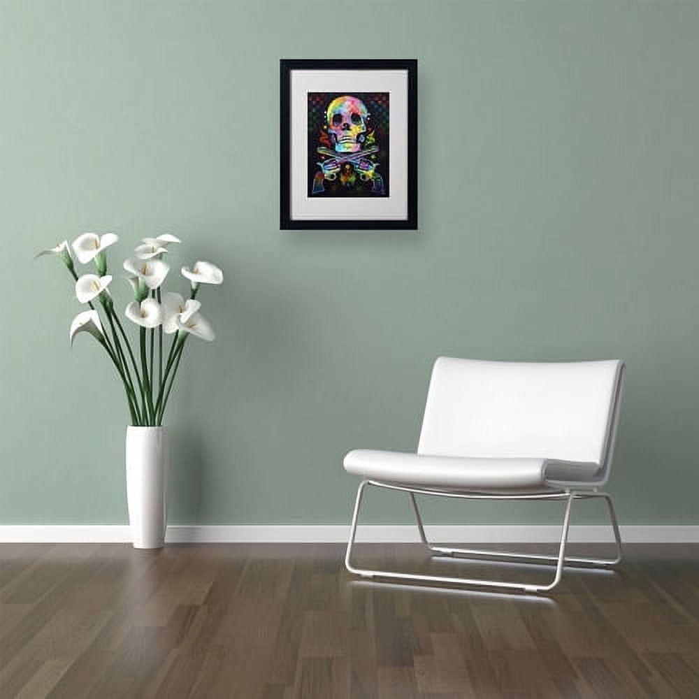 Trademark Fine Art "Skull and Guns" Canvas Art by Dean Russo, Black Frame