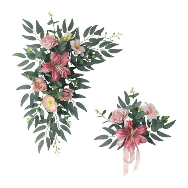 2 guirnaldas artificiales de flores para arco de boda, decoración moderna para bodas. Rosa