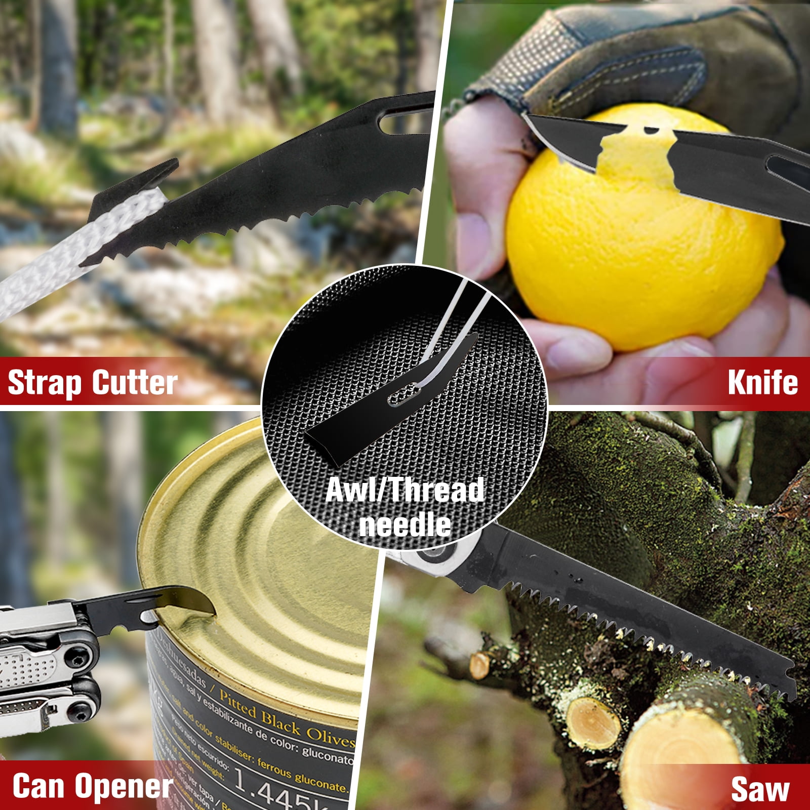 BIBURY Multitool Pliers, Stainless Steel Multi Tool with Upgraded Rope Cutter and Screwdrive, Foldable Self-locking Multitools with Nylon Pouch, Ideal for Camping, Hiking, Survival, Repair