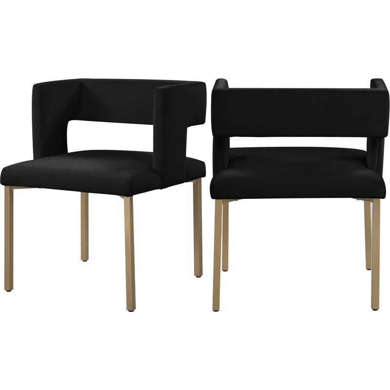 Meridian Furniture Caleb Black Velvet Dining Chair (Set of 2)