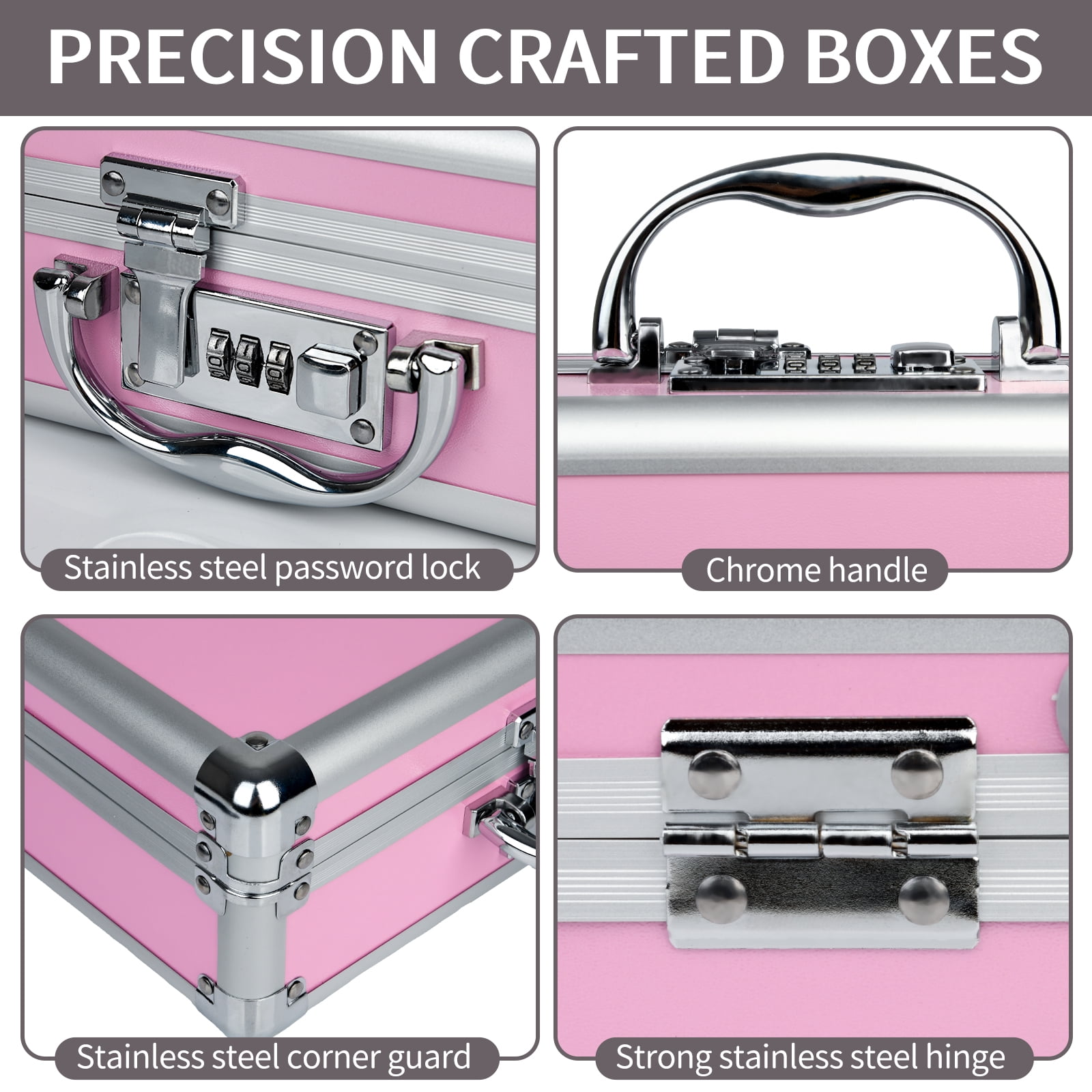 Large Medication Lock Aluminium Alloy Medicine Key Lock Box for Home and Travel Medicine Lock Box, Medicine & Money, Pink  11.2 X 8 X 3.9 inches