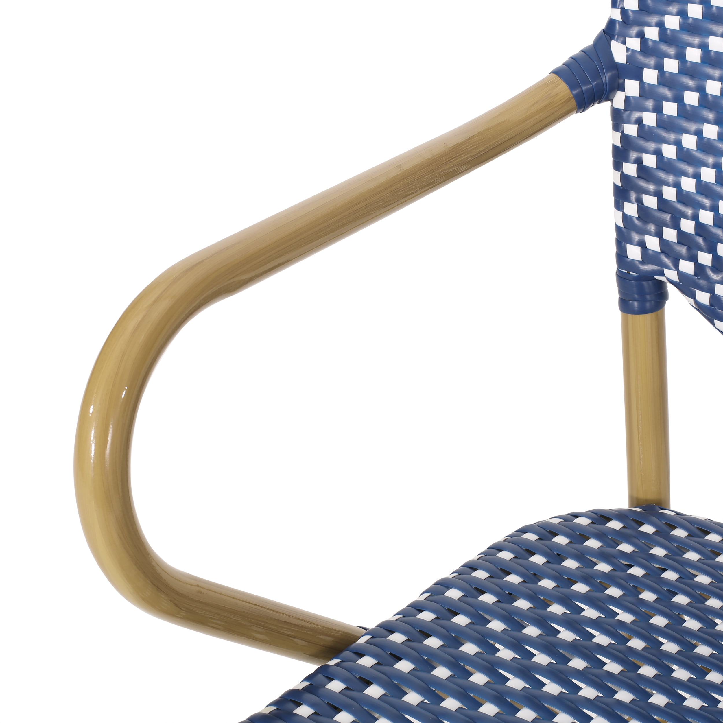 Alger Aluminum Outdoor French Bistro Set, Dark Teal, White, and Bamboo Finish