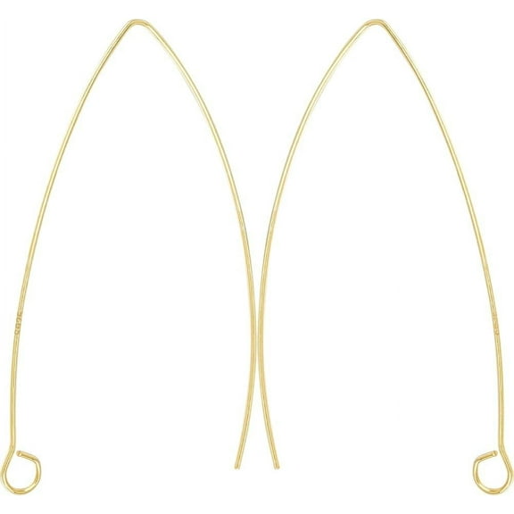 1 Box 10Pcs V Shape Earring Hooks 18K Gold Plated 925 Sterling Silver 36~39mm Drop Earring Hook Ear Wires Earring Findings with Hoop for Jewelry Making DIY Earring Findings