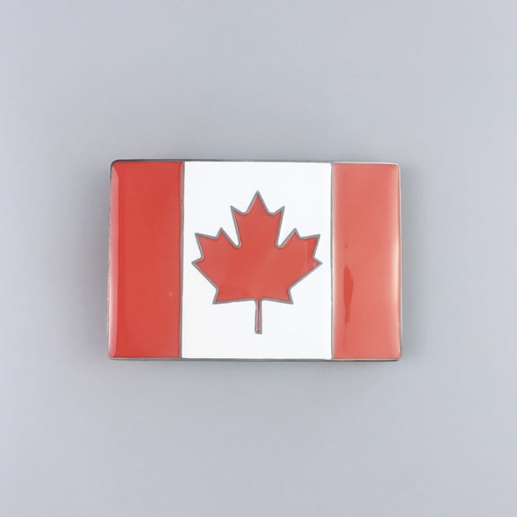 Enamel Leaf Canada Flag Vintage Belt Buckle
