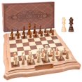 thumbnail image 1 of Juego de ajedrez AMEROUS magnético de madera de 15.6 pulgadas con ranuras de almacenamiento, 1 of 9