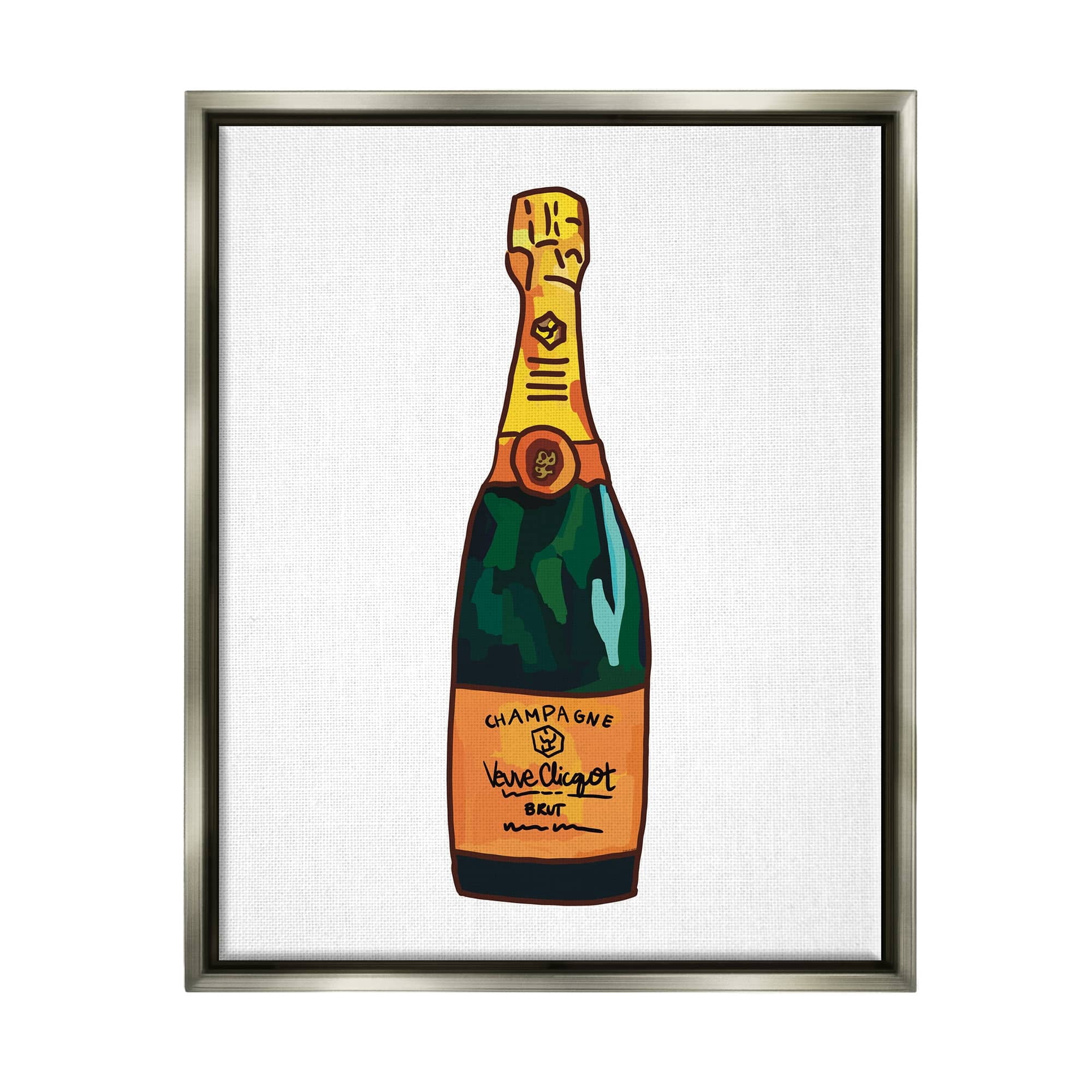 Stupell Industries Classy Champagne Wine Bottle Kitchen Bar Beverage Graphic Art Luster Gray Floating Framed Canvas Print Wall Art, Design by Amelia Noyes