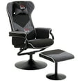 thumbnail image 2 of HOMCOM Recliner Chair with Ottoman, Velvet Upholstered Video Gaming Chair, Racing Styled Swivel Recliner with Footrest, Headrest, gray and Black, 2 of 9