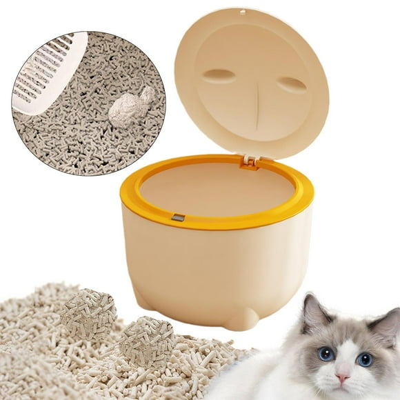 Bote de basura para arena de gatos Fernando con tapa tipo prensa Beige