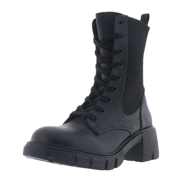 Marco de referencia Espinas cama Steve Madden Womens Hunt Leather Combat & Lace-up Boots Black 9.5 Medium  (B,M) - Walmart.com