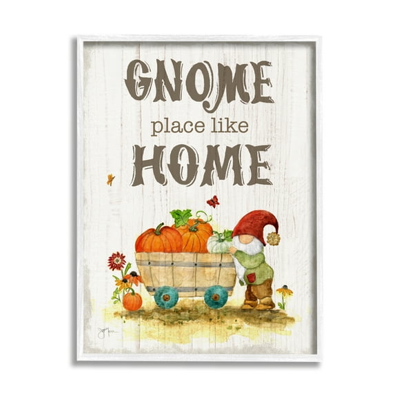 Stupell Industries Gnome Pun Garden Harvest Botanical & Floral Painting White Framed Art Print Wall Art, 16 x 20