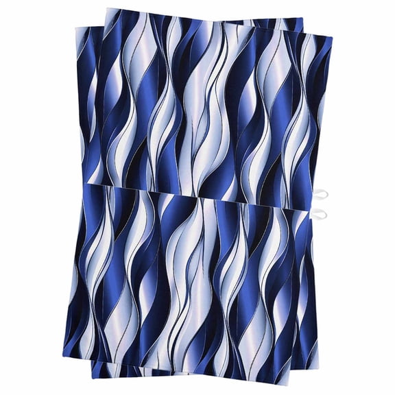 Navy Blue Striped Ombre Kitchen Towels Set of 2, Water Absorbent Dish Towel, Modern Blue Moire Geometric Decorative Hand Towels - Quick Drying Cloth for Cooking Baking, 18x28 Inch