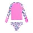 thumbnail image 4 of iiniim Kids Girls Tropical Swimsuit Two Pieces Long Sleeve Rashguard Set Summer Swimwear Bathing Suit 6-16 Pink 14, 4 of 7