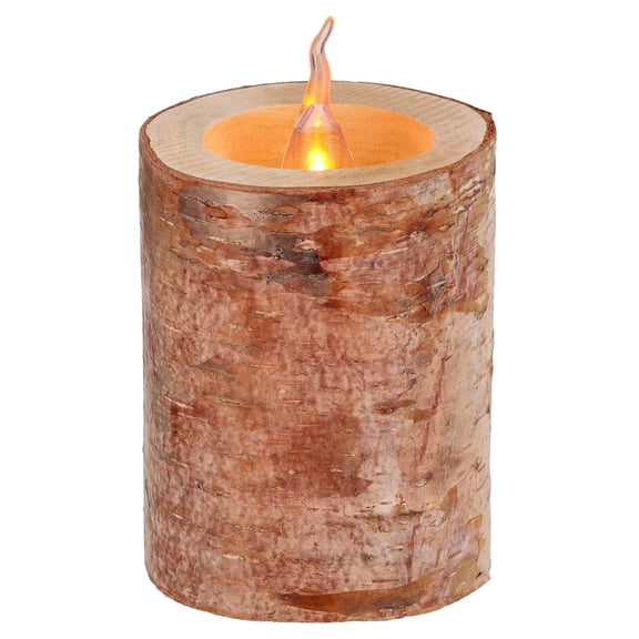 Battery-Operated LED Wooden Flameless Christmas Candle, Brown, 4", by Holiday Time