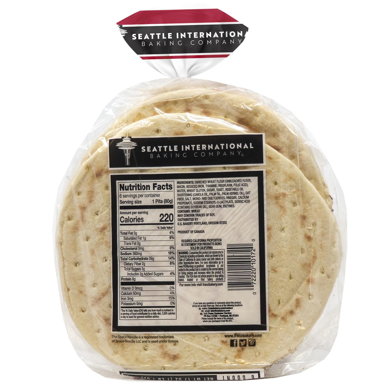 Seattle Internat'l Greek Pita White 6 Count
