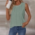 thumbnail image 4 of FAIWAD Womens Tank Tops Solid Color Eyelet Summer Casual Loose Shirts Sleeveless Pleated Blouses, 4 of 9