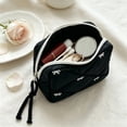 thumbnail image 2 of Quilted Bow Makeup Bag 4.33X4.33X1.96 Inch Portable Cosmetic Organizer Pouch with Sturdy Zipper for Sanitary Napkins And Daily Essentials, Travel Toiletry Case for Girls And Women, 2 of 6